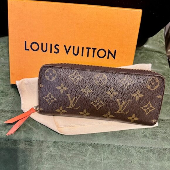 Louis Vuitton Clémence Monogram Zip Wallet -Orange Wallet - Picture 1 of 7